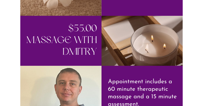 *PROMO* 60 minute student massage with Dmitry for only $55 limited time only! image